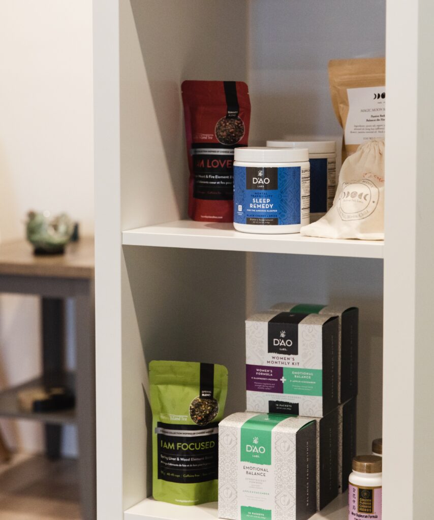 Herbs, tea, bath products and ointments sold in the clinic 