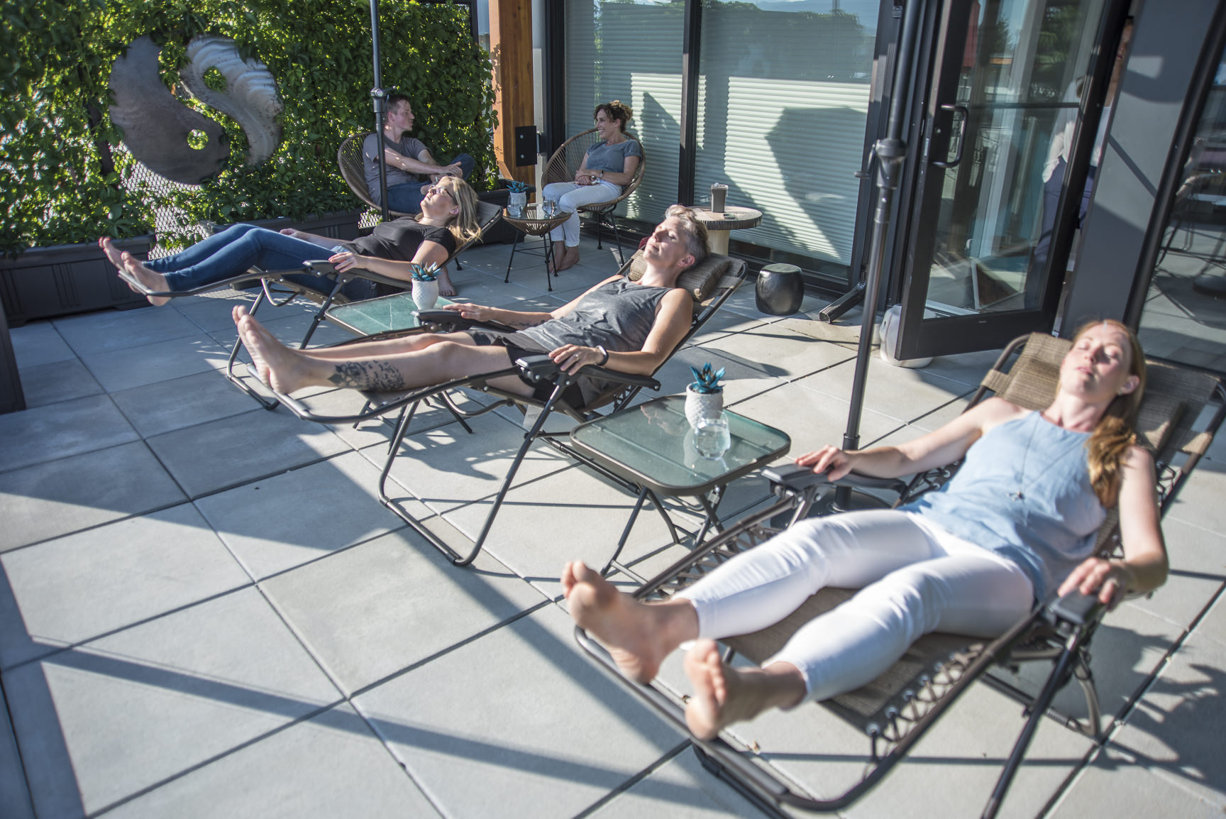 Outdoor acupuncture, social gathering